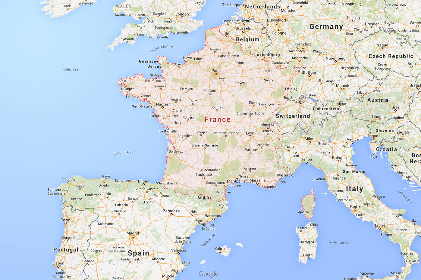 carte du monde espagne france