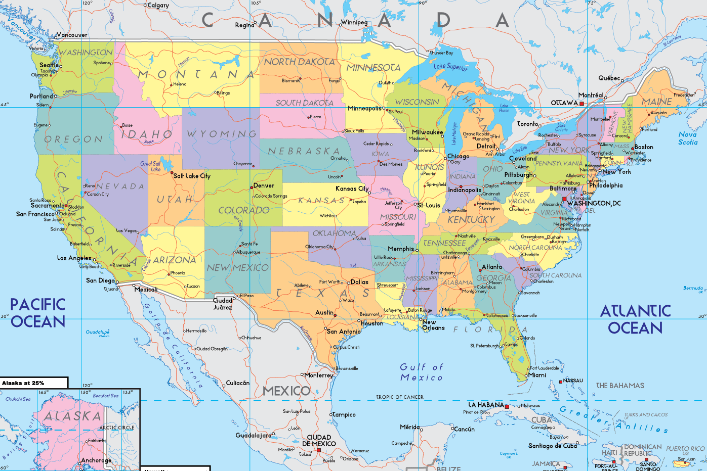 Etats Unis Carte