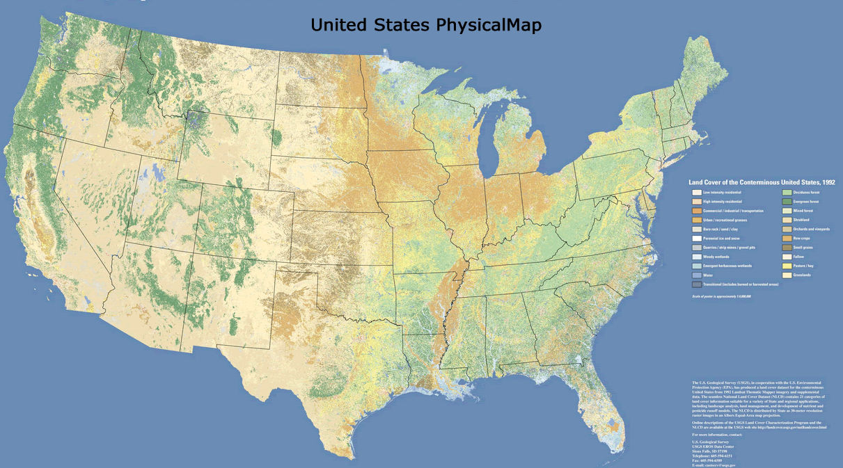 etats unis carte physique