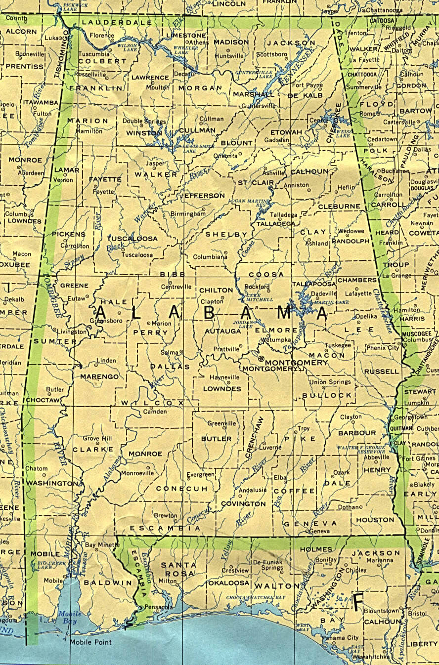 alabama historique carte