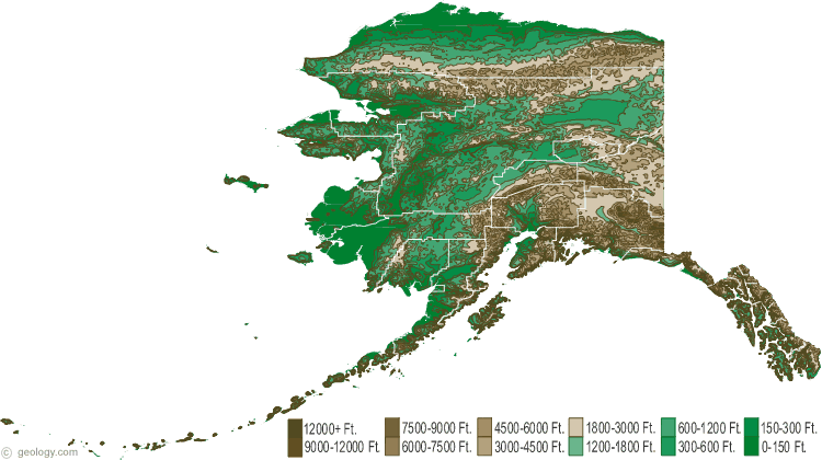 alaska physique carte