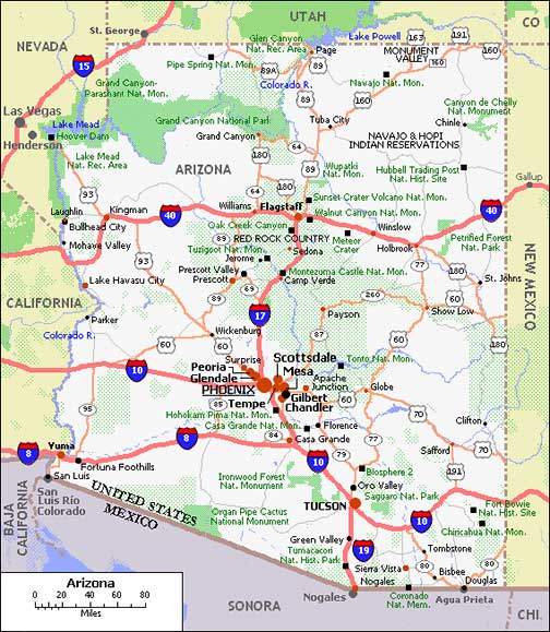 arizona itineraire carte