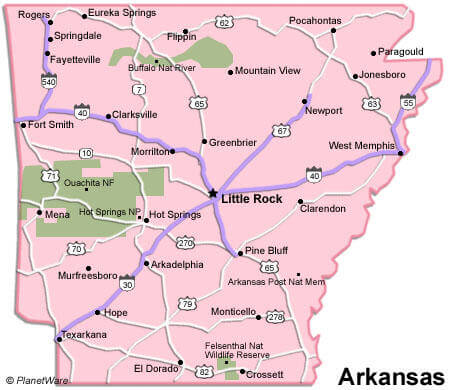 arkansas villes carte