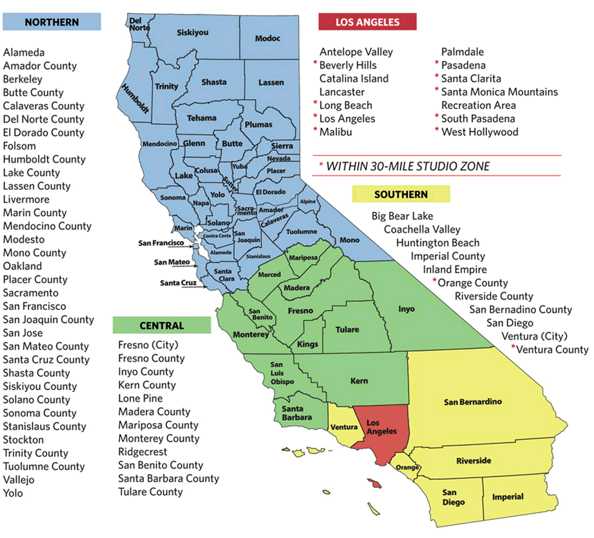 californie comte carte