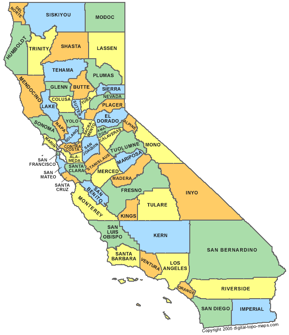 californie comte carte