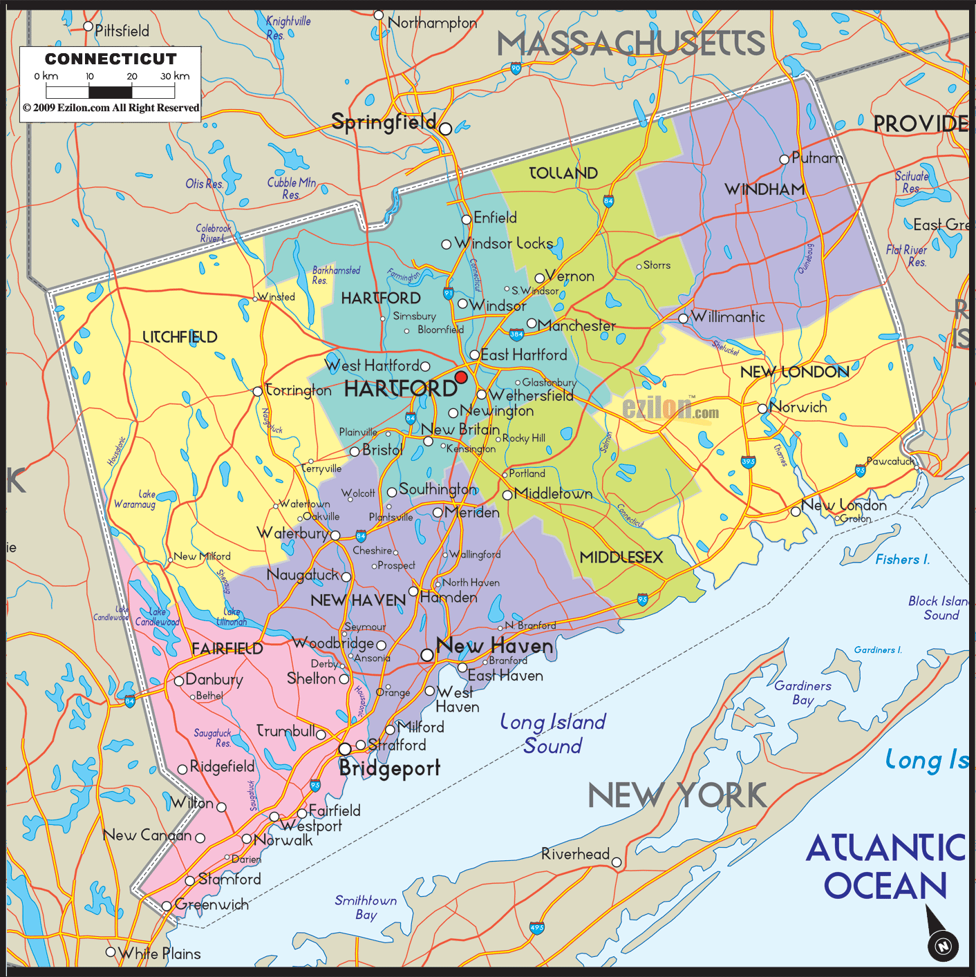 connecticut comte carte