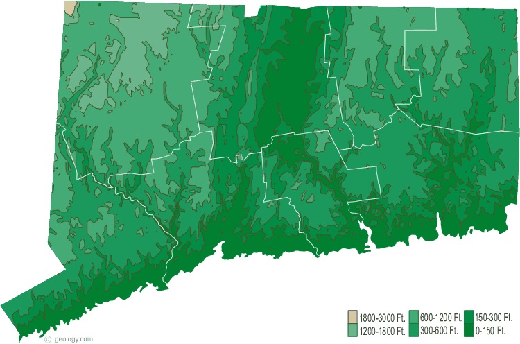 connecticut terre carte