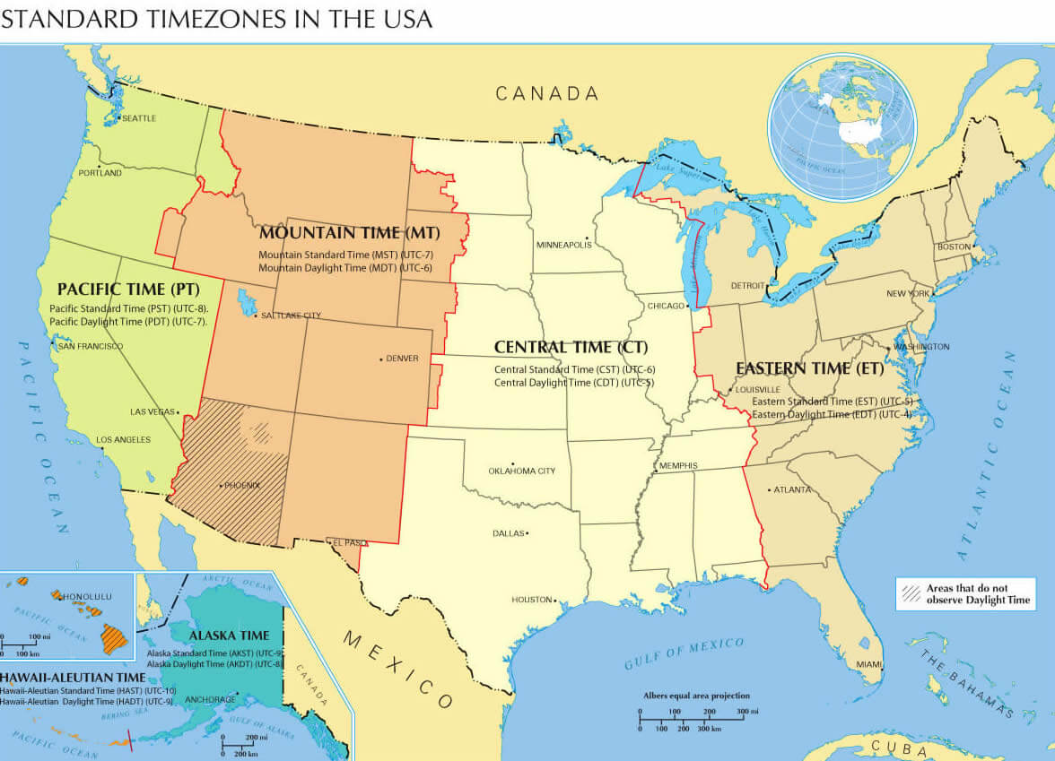 etats unis fuseaux horaires