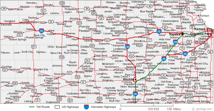 carte du kansas villes