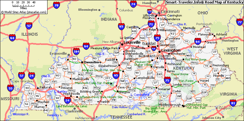 itineraire carte du kentucky