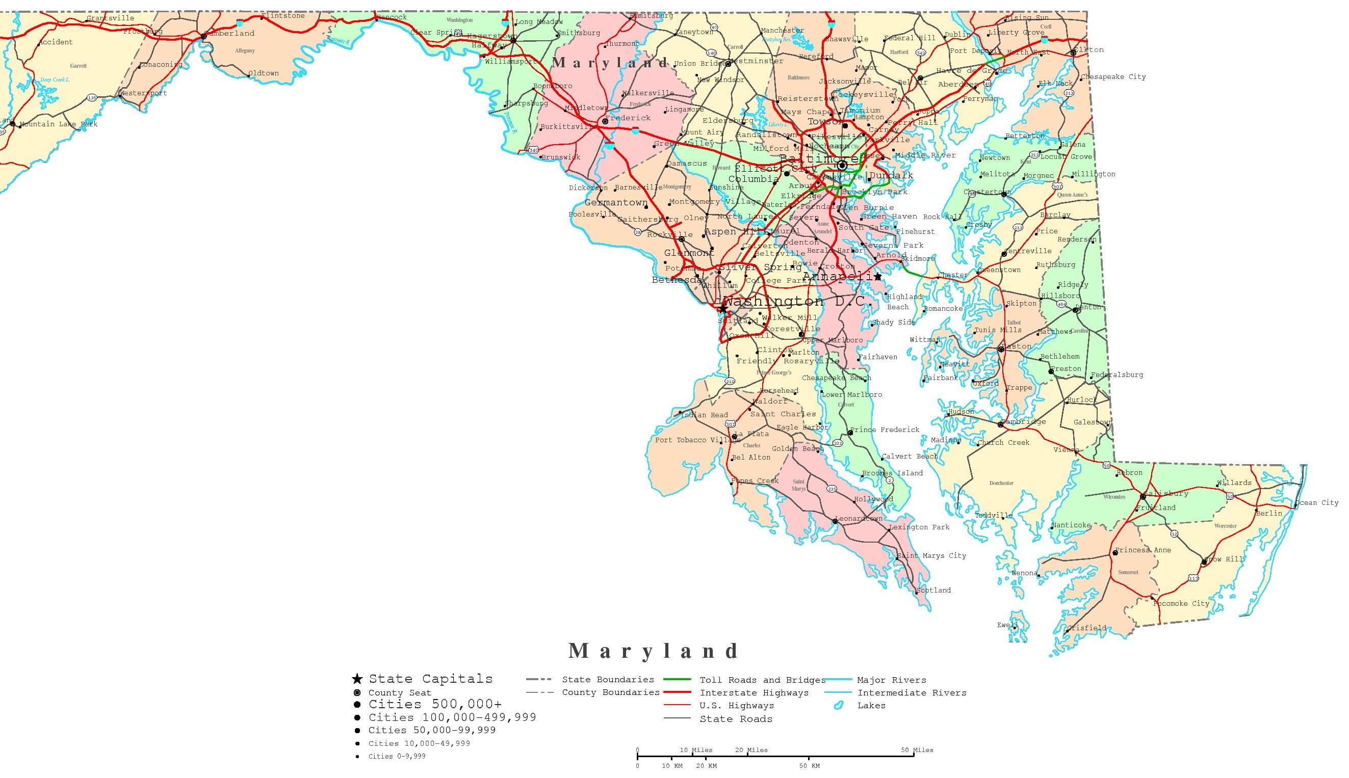 maryland printable carte