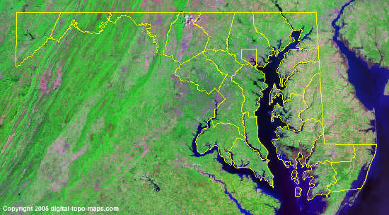 maryland satellite image carte