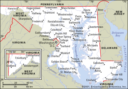 maryland villes carte