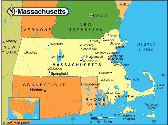 carte du Massachusetts