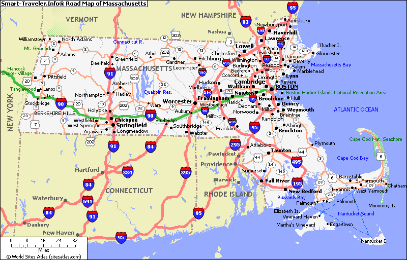 route carte du massachusetts