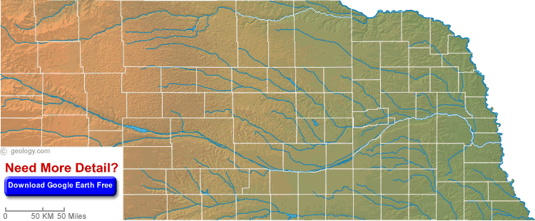 nebraska physique carte