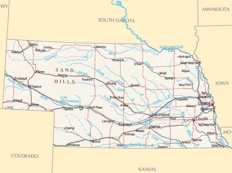 nebraska rivieres carte