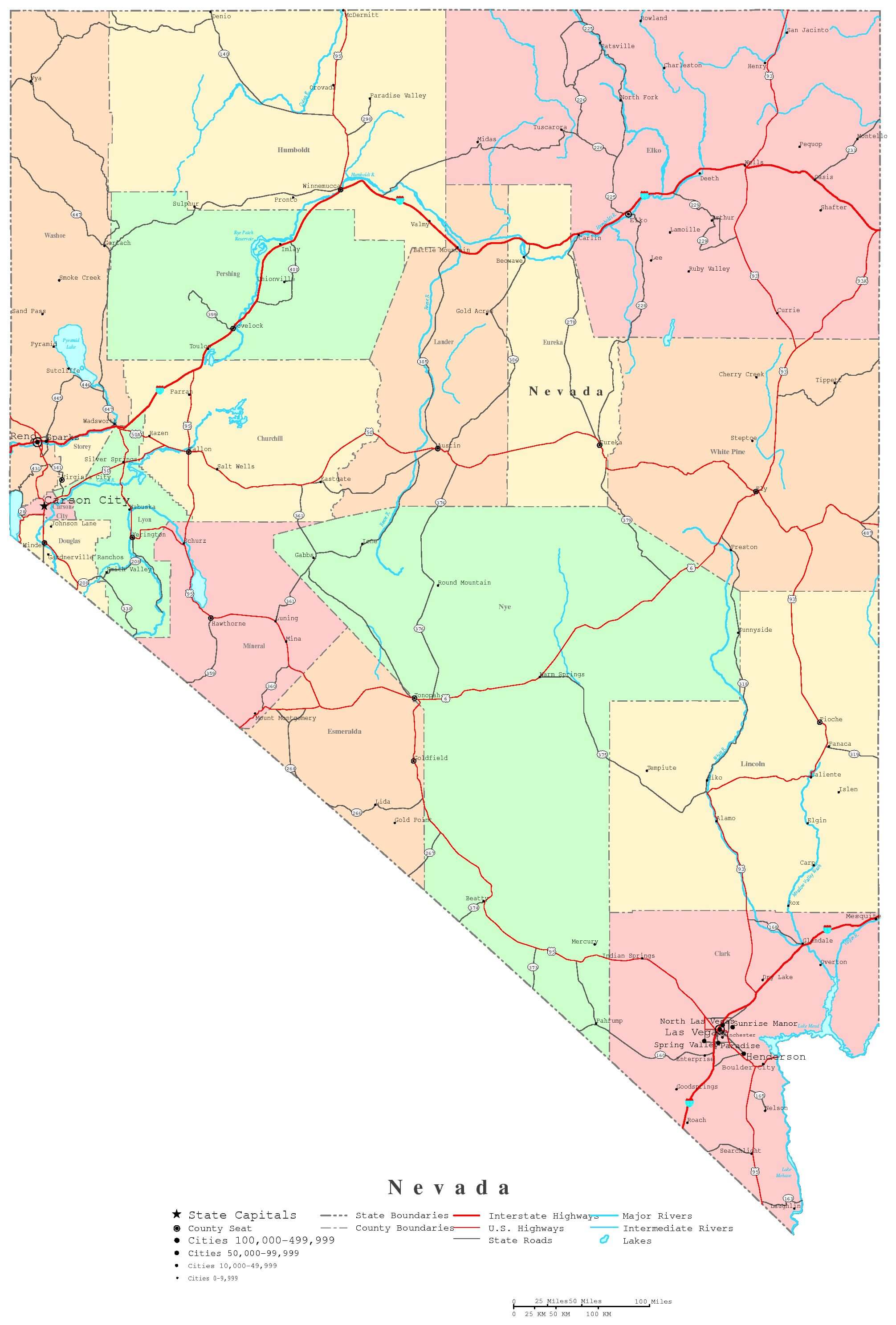 nevada printable carte