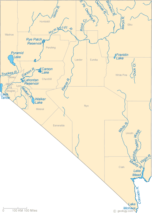 nevada rivieres carte