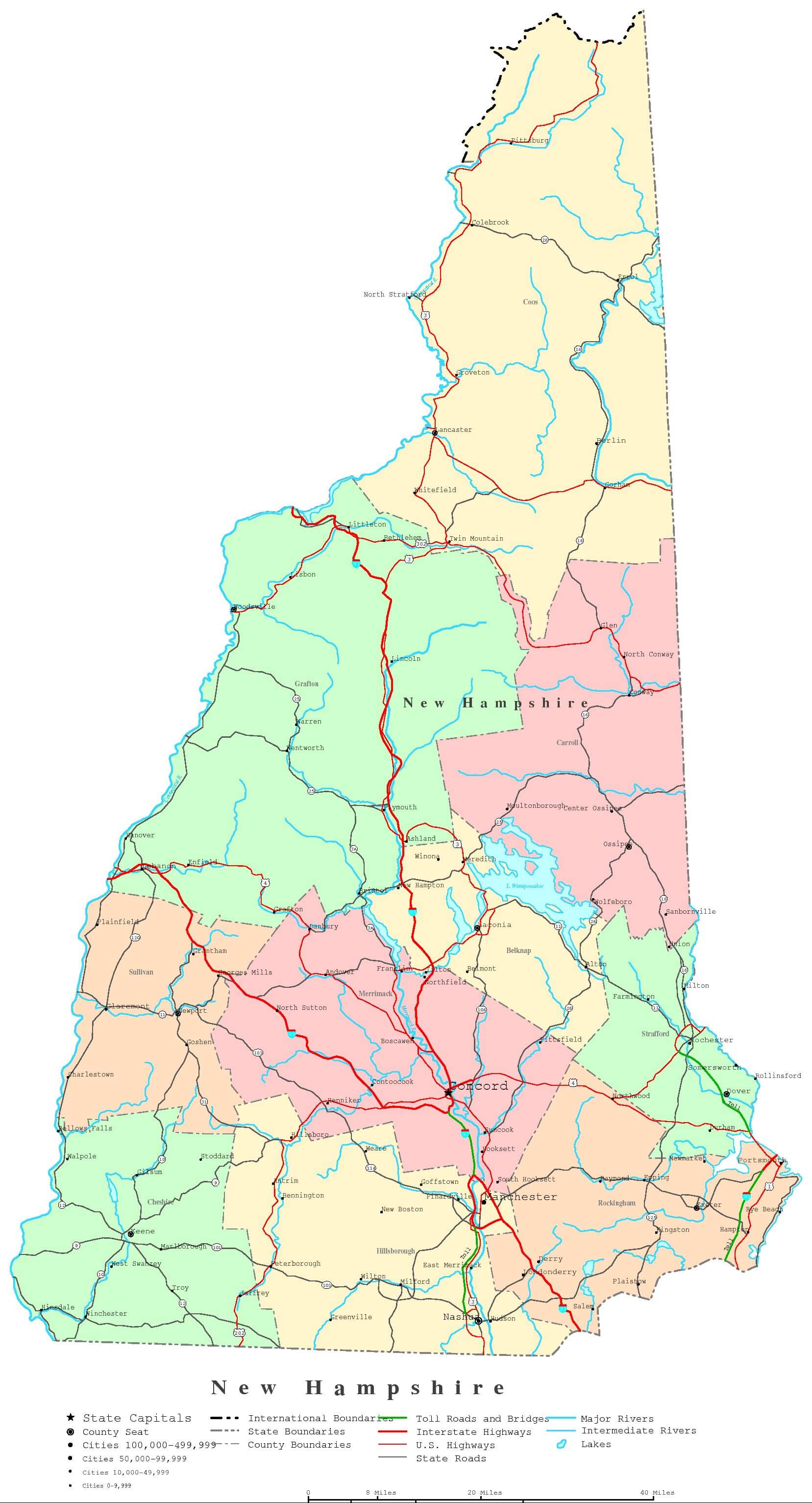 new hampshire printable carte