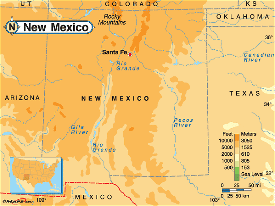 new mexique land carte