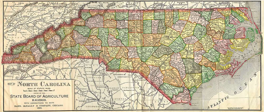 etat carte du nord carolina