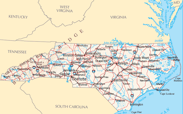 nord carolina reference carte