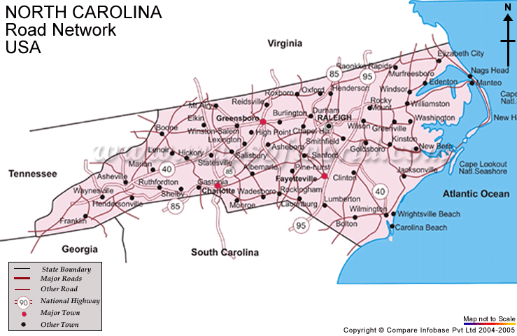 nord carolina itineraire carte