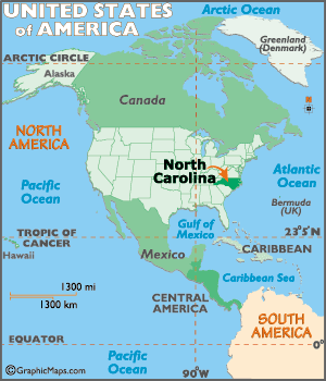 nord carolina where dans usa carte