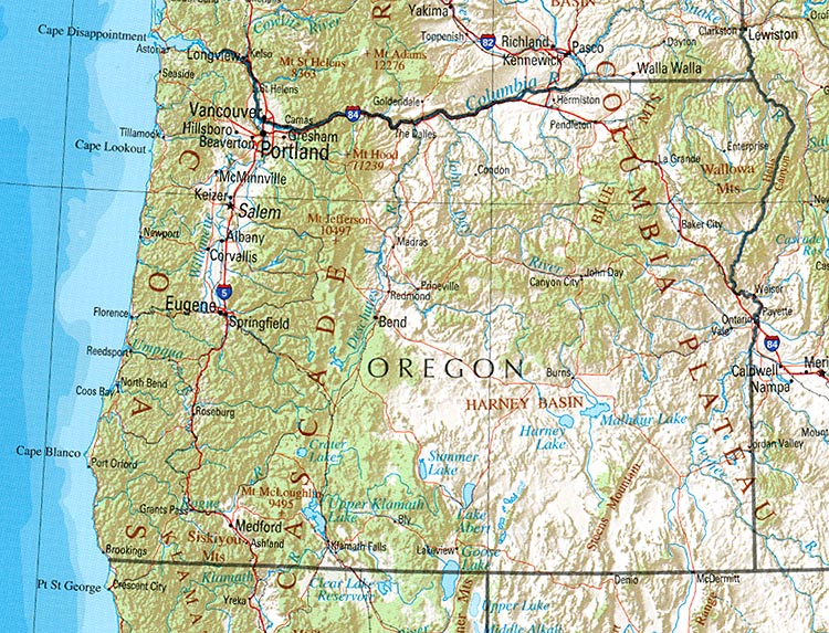 oregon physique carte