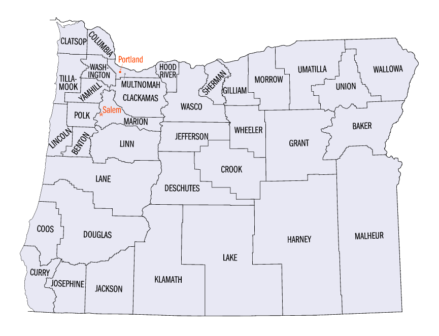 oregon comte carte