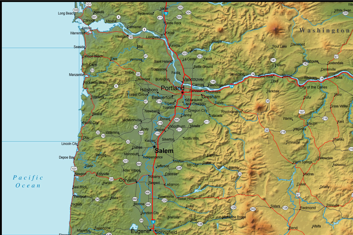 oregon geographiqueal carte