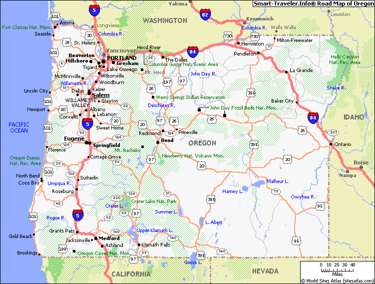 oregon itineraire carte