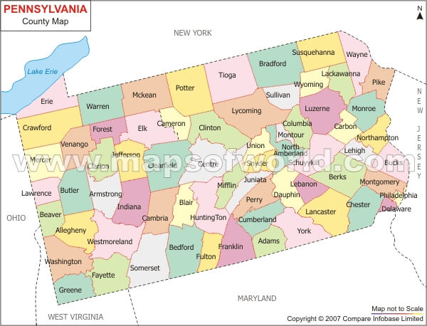 pennsylvania comte carte