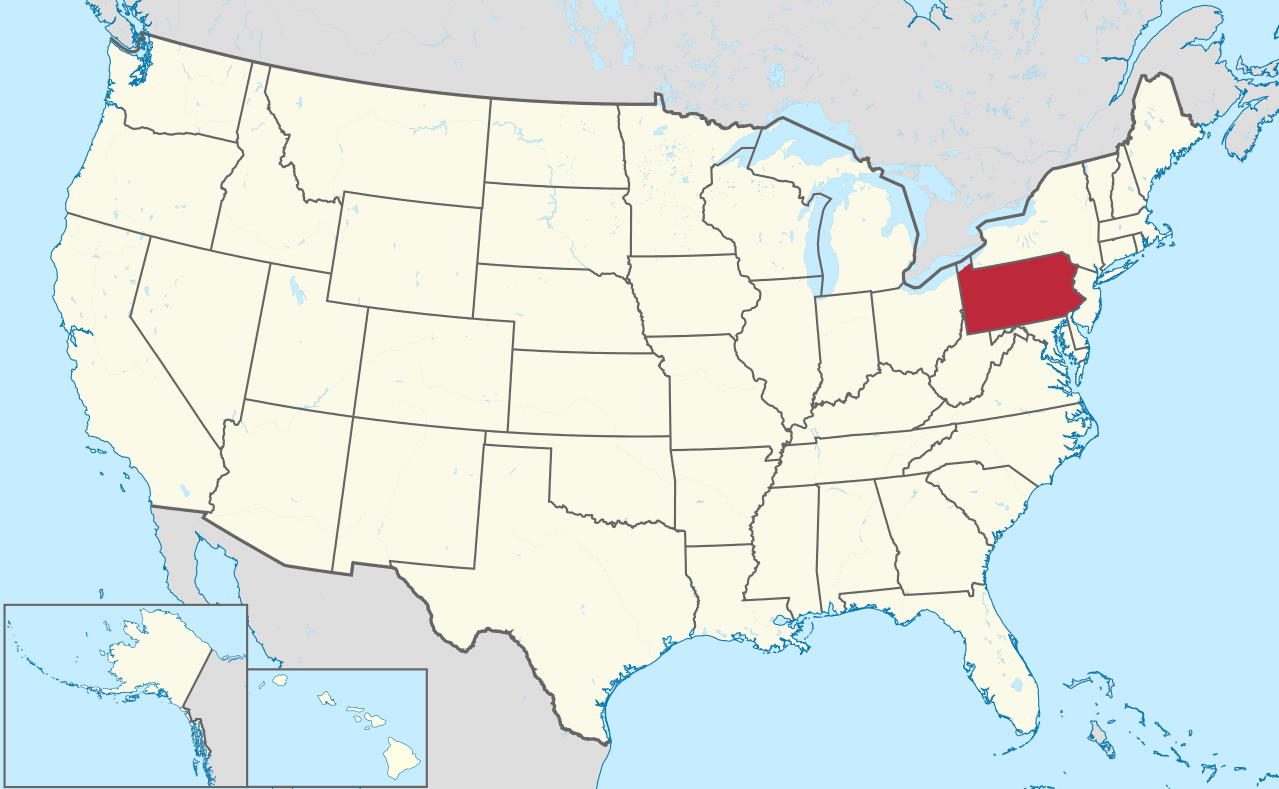 pennsylvania carte dans etats unis