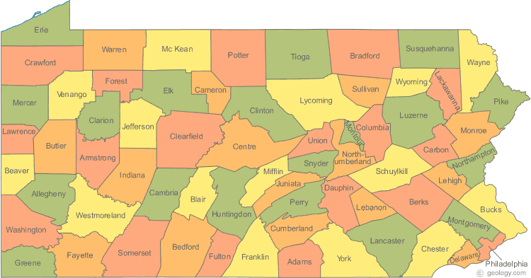 pennsylvania comte carte