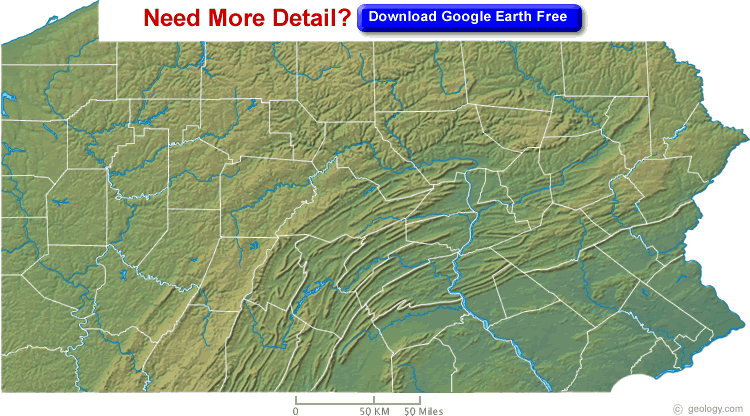 pennsylvania physique carte