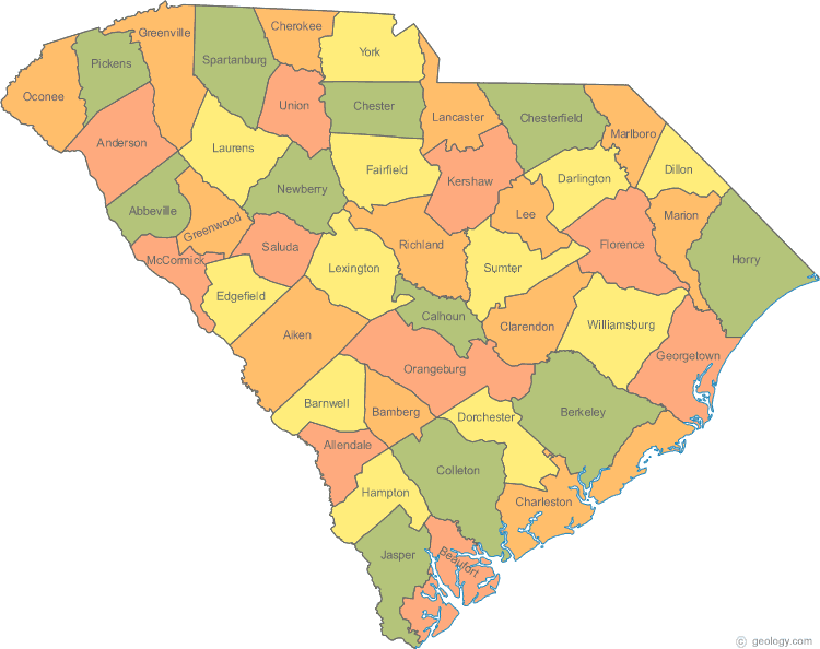 carte du sud carolina