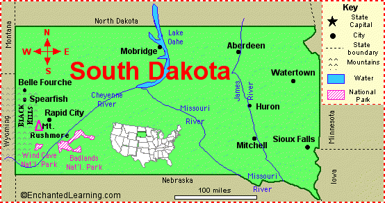 sud dakota etat carte