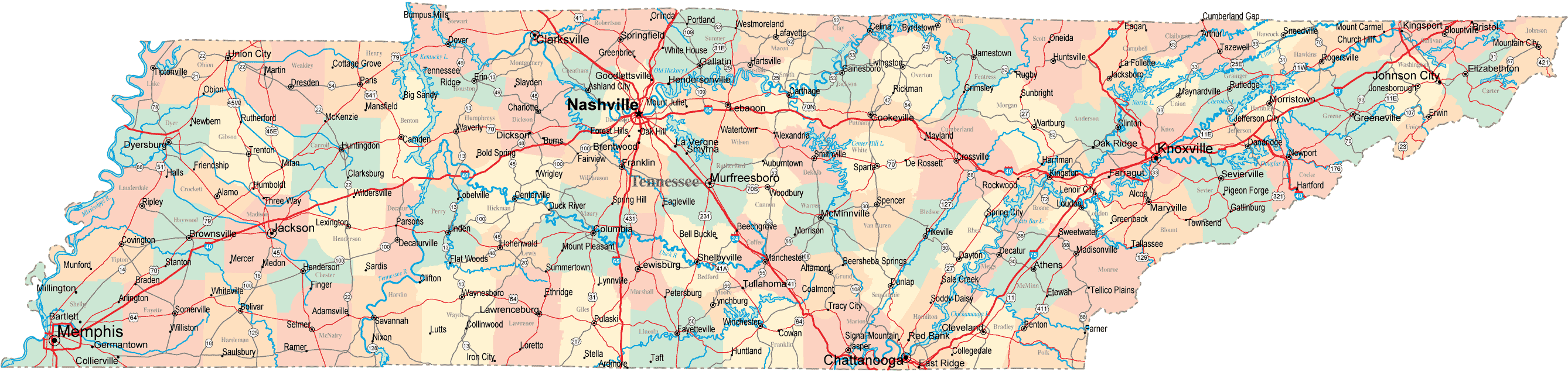 tennessee itineraire carte