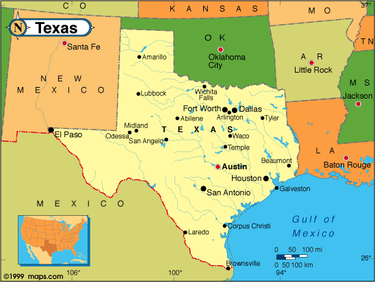 texas carte etat frontieres