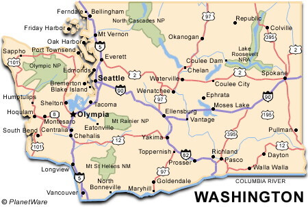 villes carte de washington