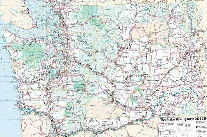 washington etat route carte