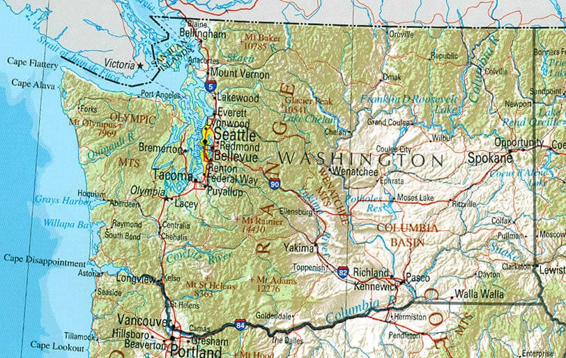 washington etat carte