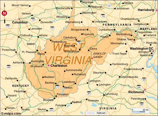 west virginia politique carte