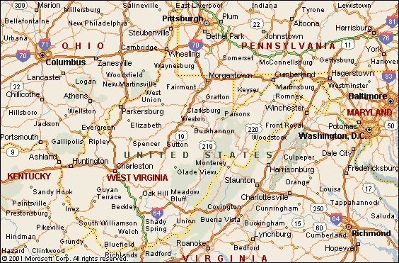 west virginia politique carte