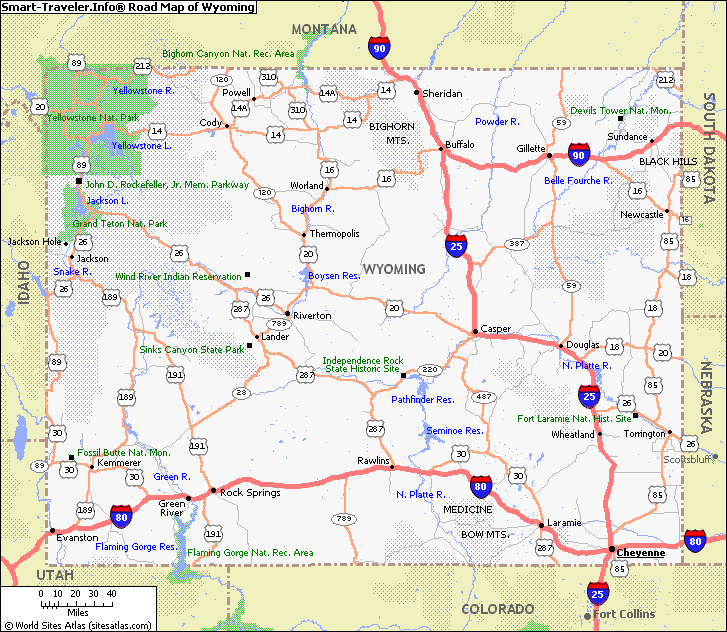 wyoming itineraire carte