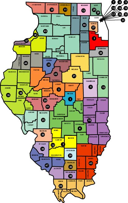 carte du illinois comtes