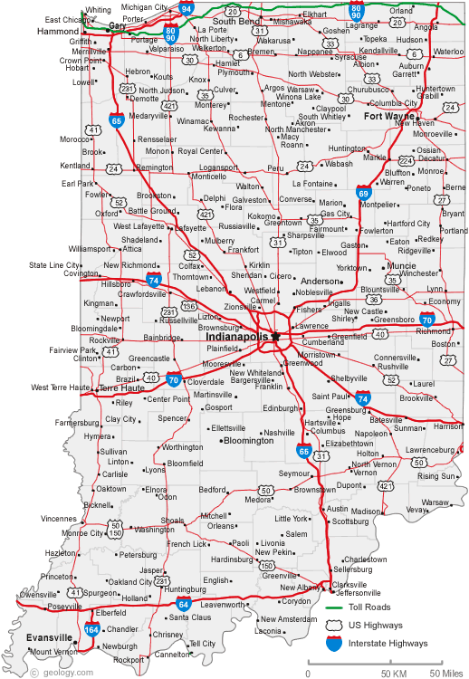 route carte du indiana