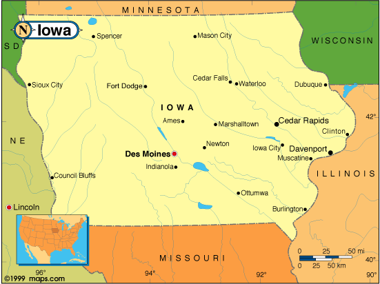 etat carte du iowa